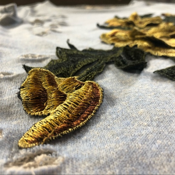 Embroidered flower appliqué distressed dress - Picture 5 of 14